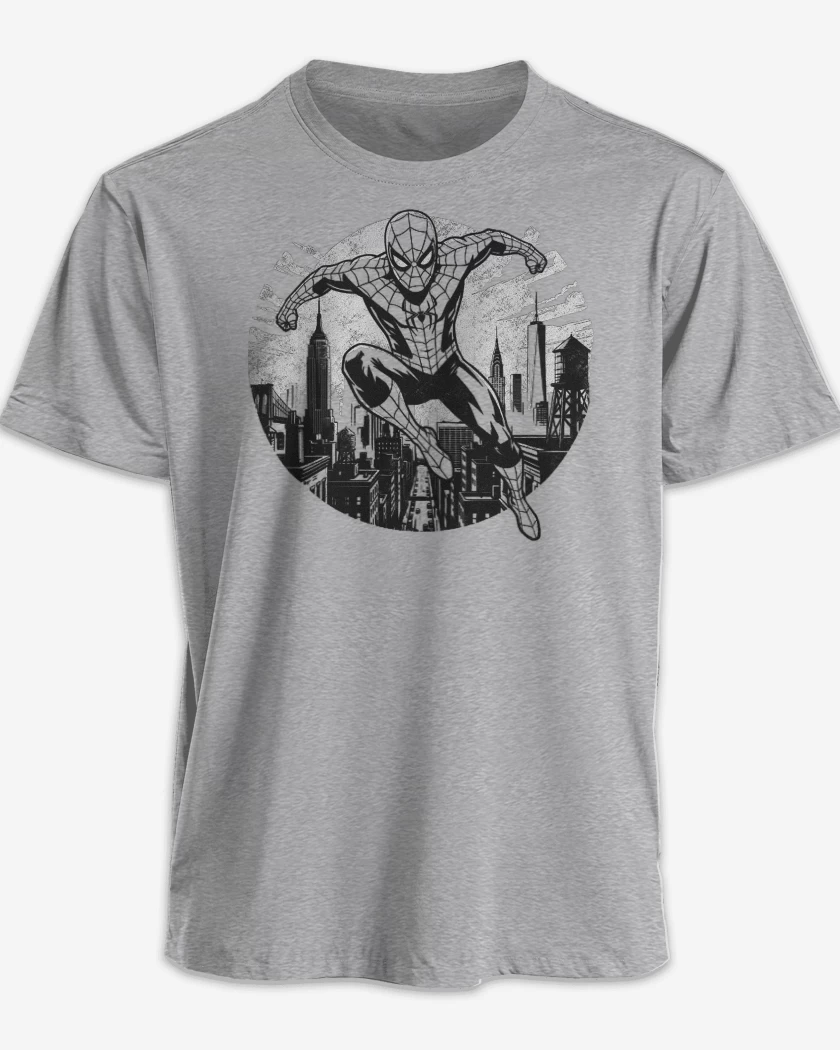 Polera premium Gris Melange de Spiderman Brand New