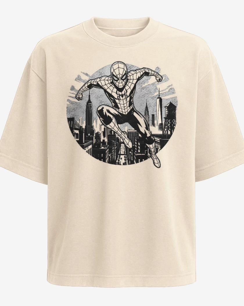 Polera Oversize Beige de Spiderman Brand New
