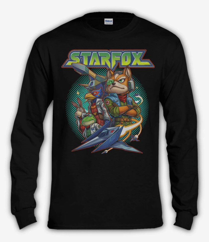 Polera manga larga Negro de Equipo Star Fox
