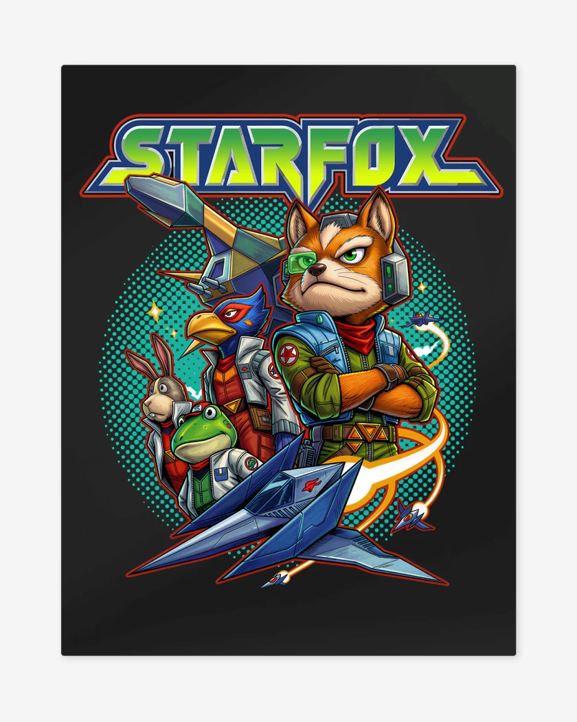 Print metalico Negro de Equipo Star Fox