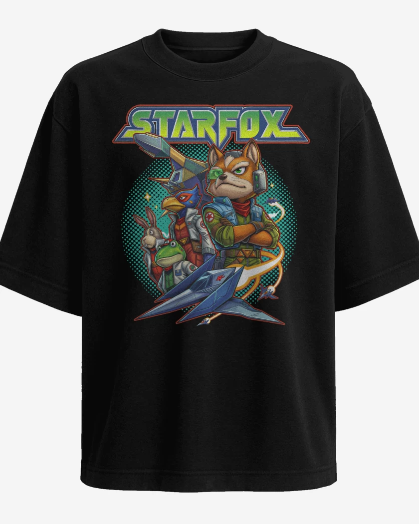 Polera Oversize Negro de Equipo Star Fox