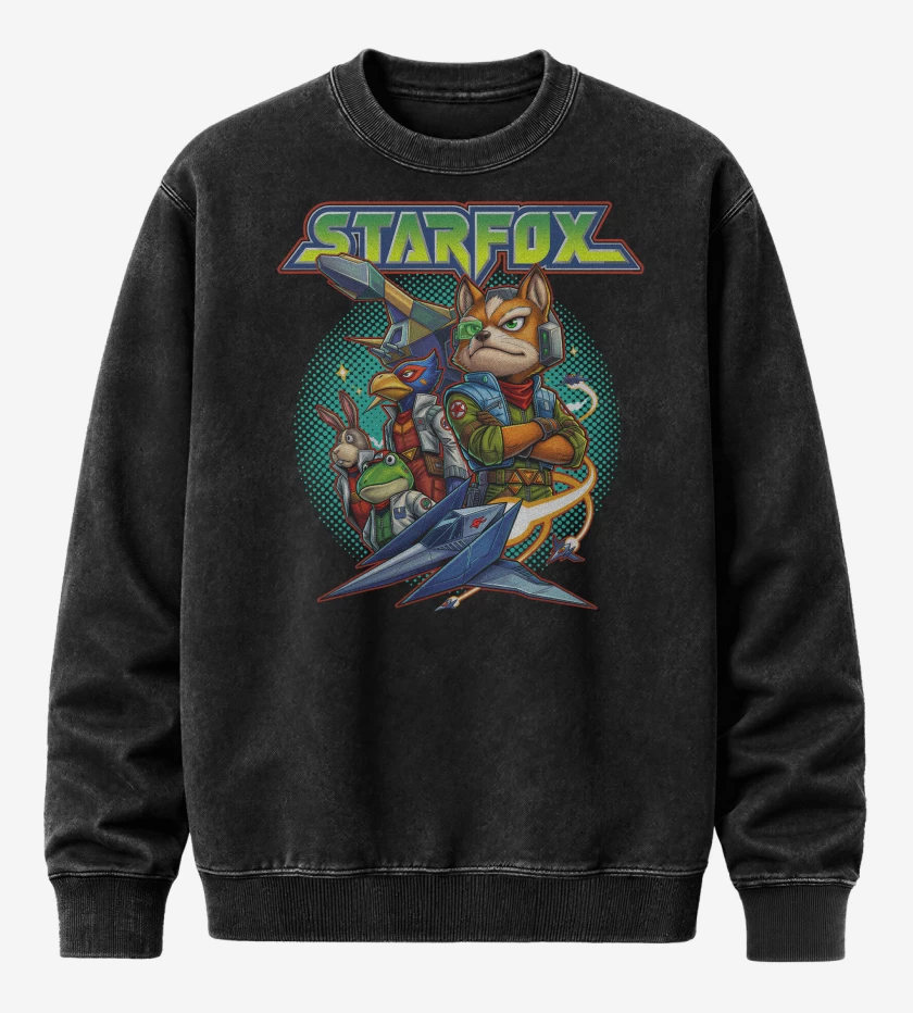 Poleron Polo Acid Wash Negro de Equipo Star Fox