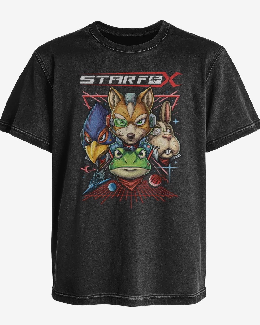 Polera desgastada Negro de Star fox personajes