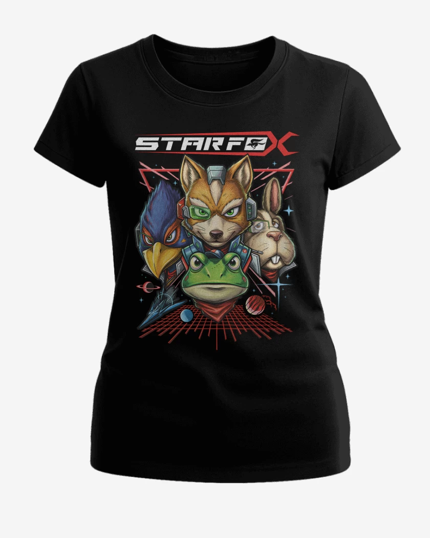 Polera de Mujer Negro de Star fox personajes