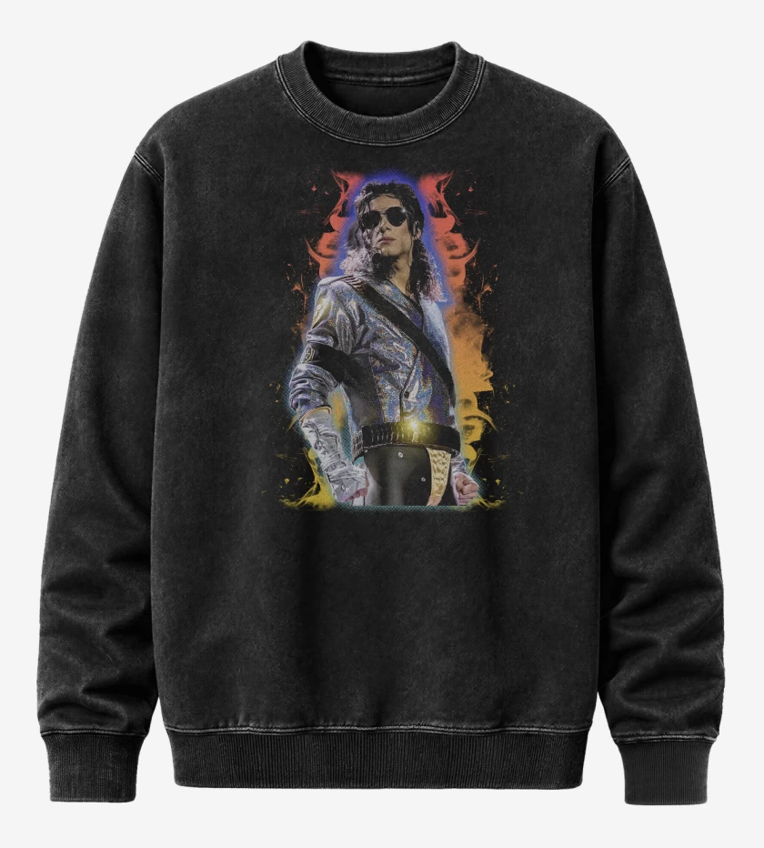 Poleron Polo Acid Wash Negro de Michael King of Pop