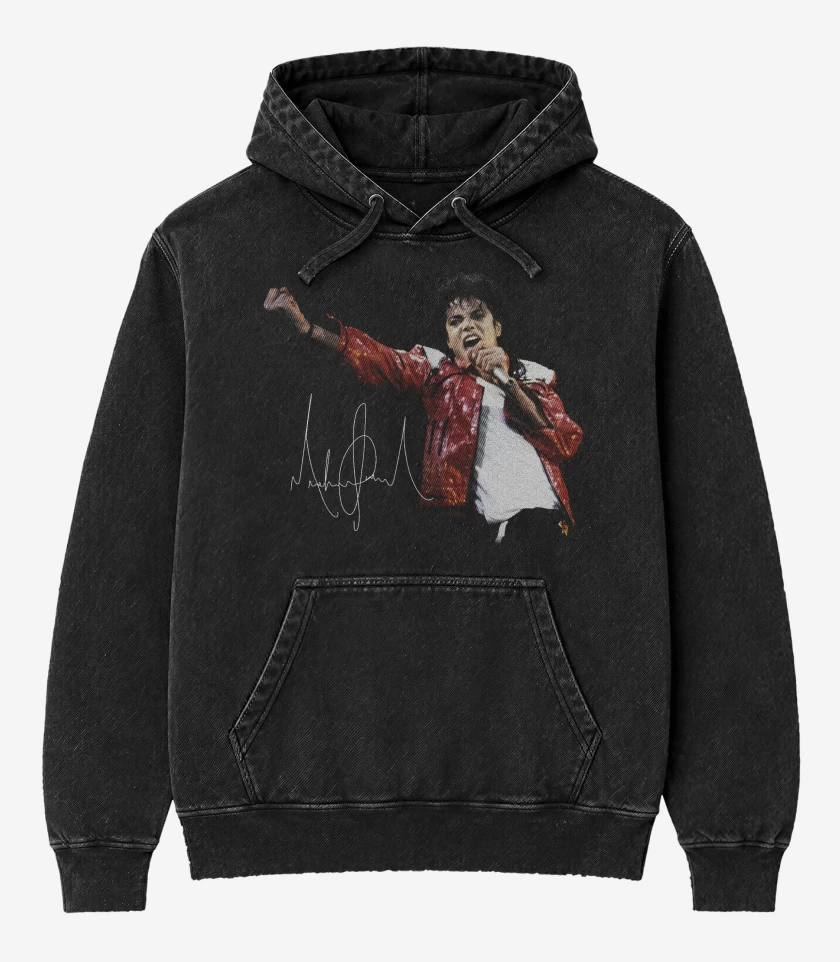 Poleron Canguro Acid Wash Negro de Rey del pop