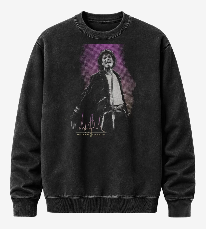 Poleron Polo Acid Wash Negro de King of Pop Michael