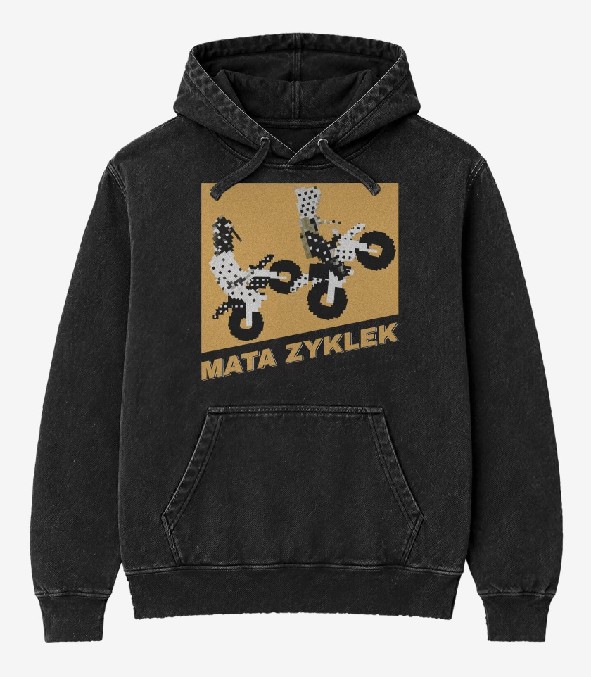Poleron Canguro Acid Wash Negro de Angine de Poitrine Mata Zyklek B