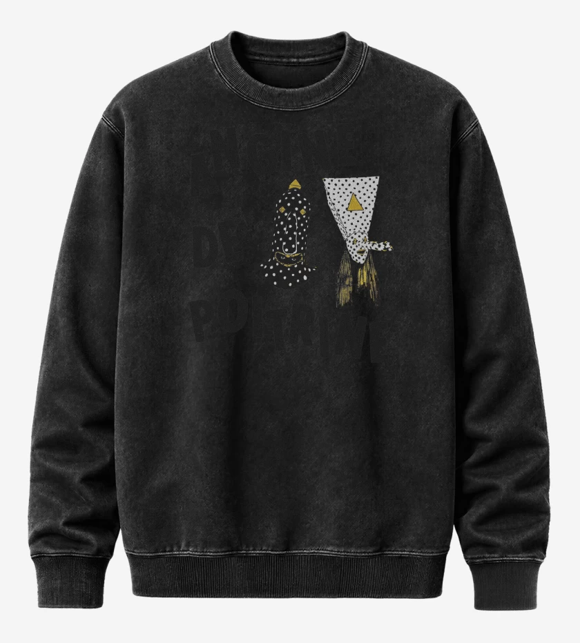 Poleron Polo Acid Wash Negro de Angine