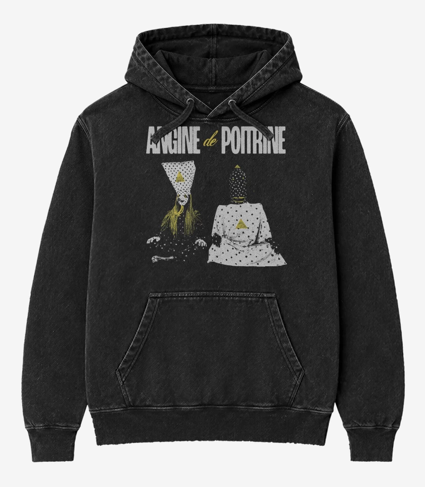 Poleron Canguro Acid Wash Negro de Angine de Poitrine