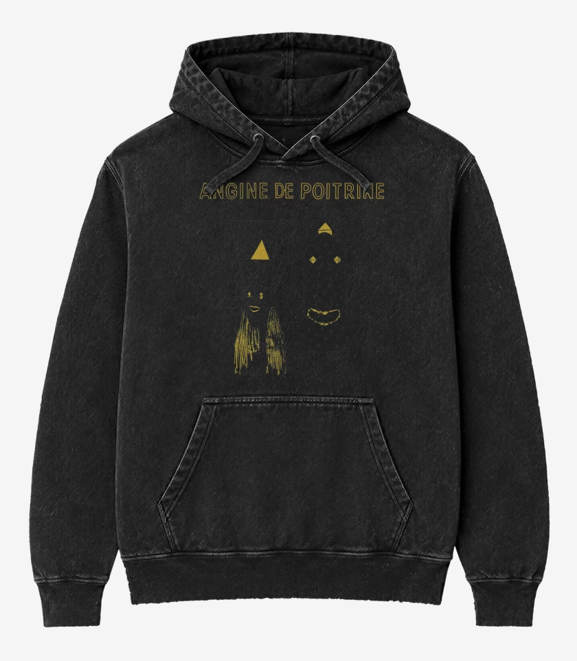 Poleron Canguro Acid Wash Negro de Angine de Pitrine B