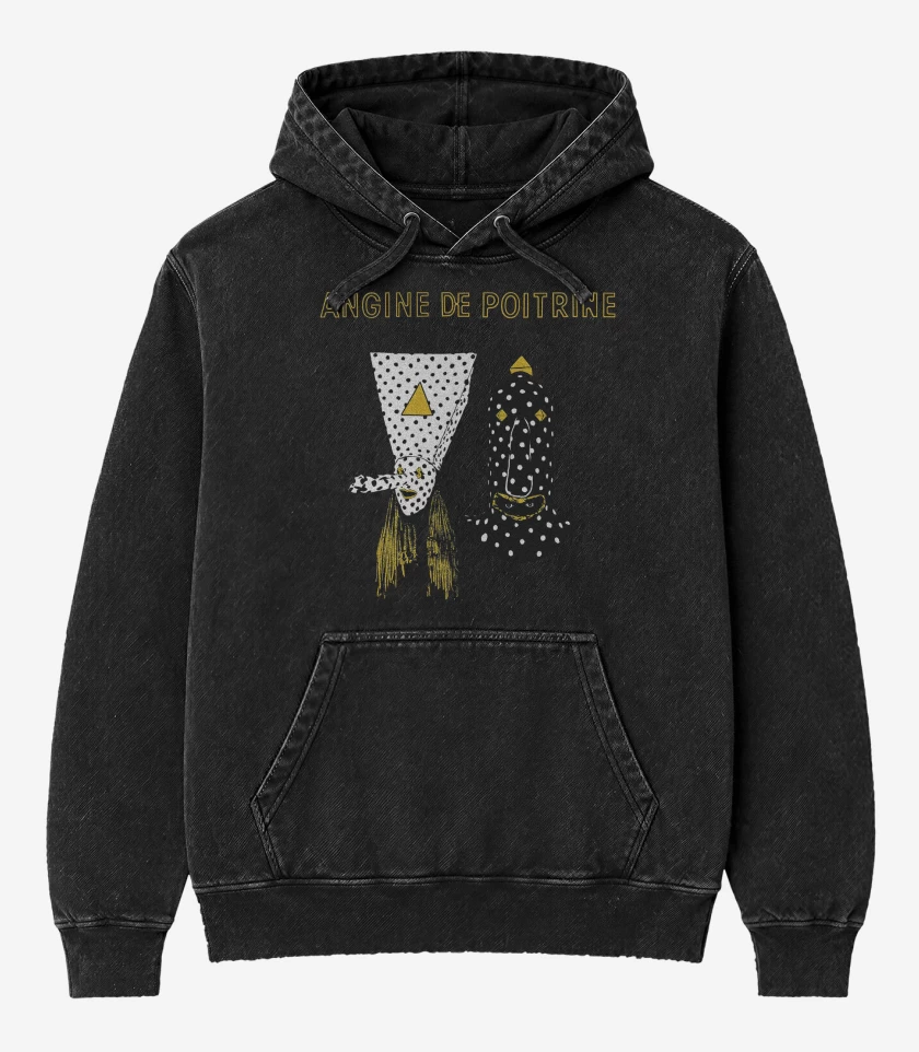 Poleron Canguro Acid Wash Negro de Angine de Poitrine N