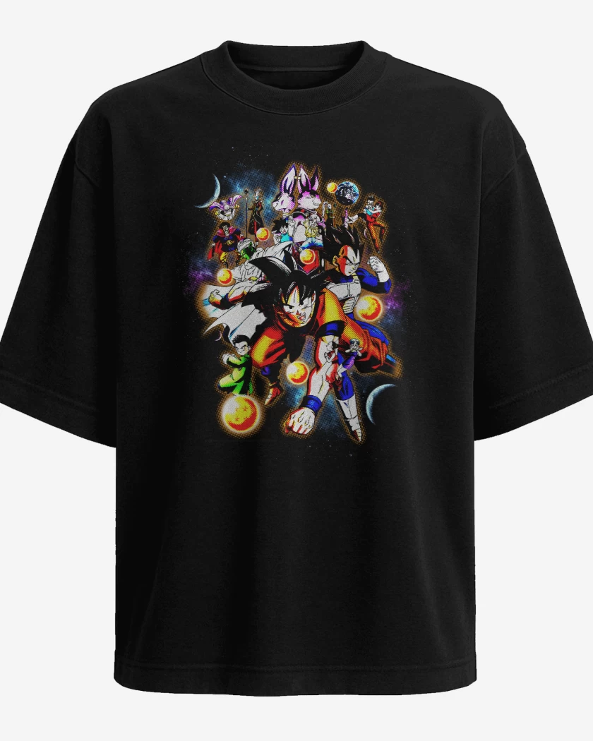 Polera Oversize Negro de Goku and friends