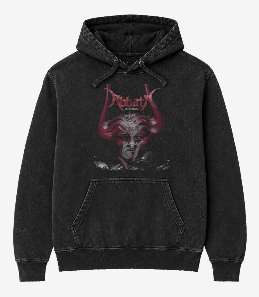 Poleron Canguro Acid Wash Negro de Abbath Dread Reaver