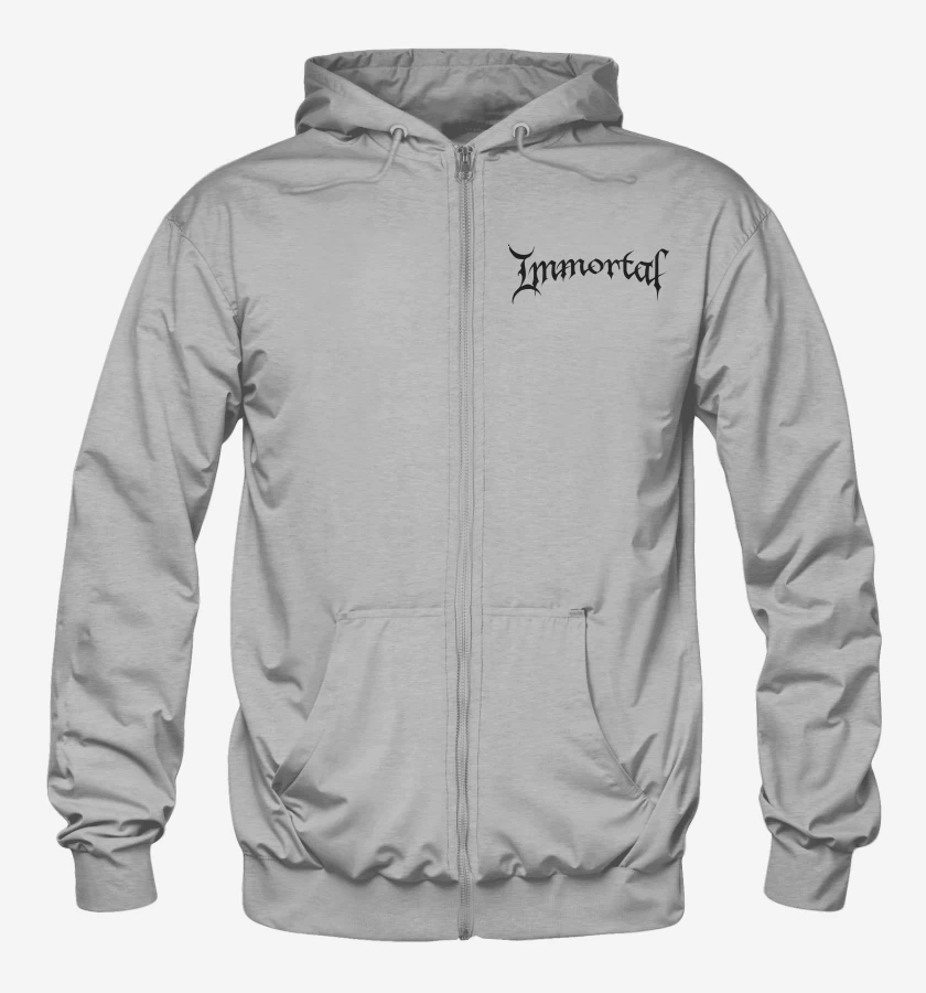 Poleron Canguro con cierre Gris Melange de Immortal Logo II