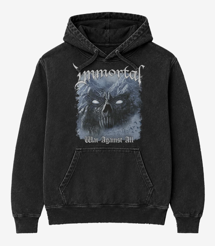 Poleron Canguro Acid Wash Negro de Immortal War Against All