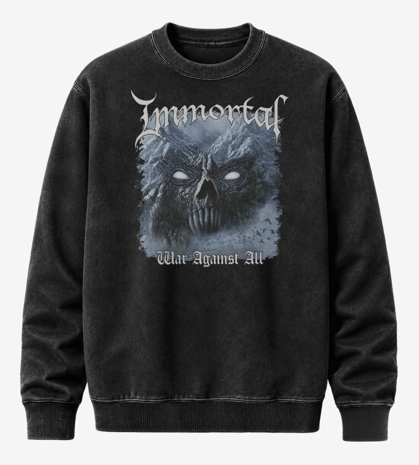 Poleron Polo Acid Wash Negro de Immortal War Against All