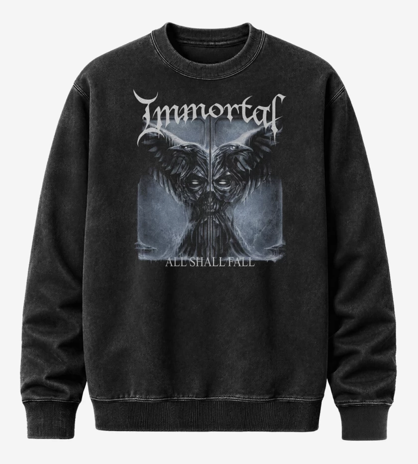 Poleron Polo Acid Wash Negro de Immortal All Shall Fall
