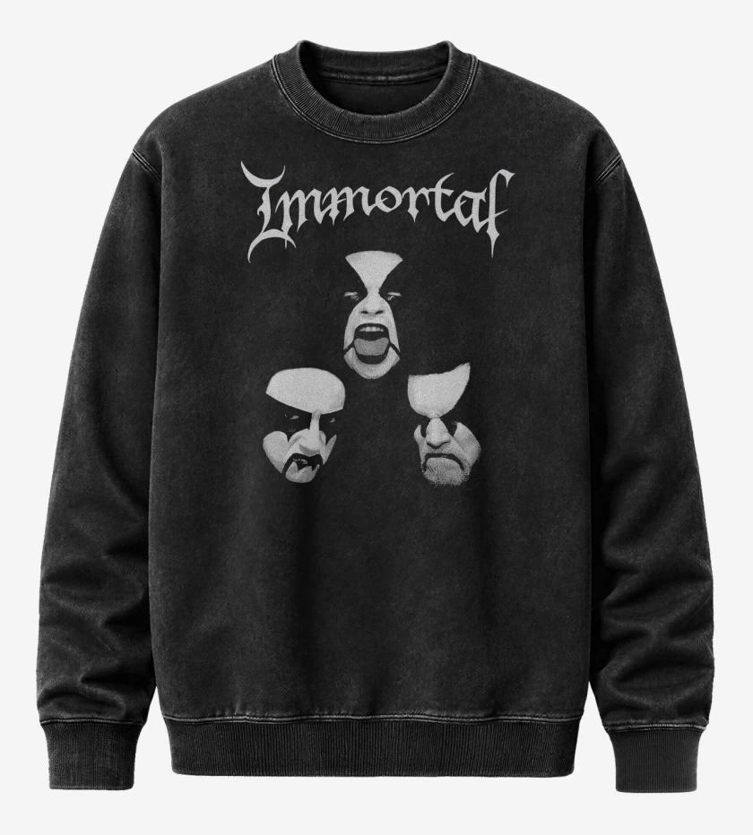 Poleron Polo Acid Wash Negro de Immortal Caras
