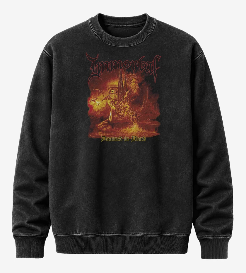Poleron Polo Acid Wash Negro de Immortal Damned in Black