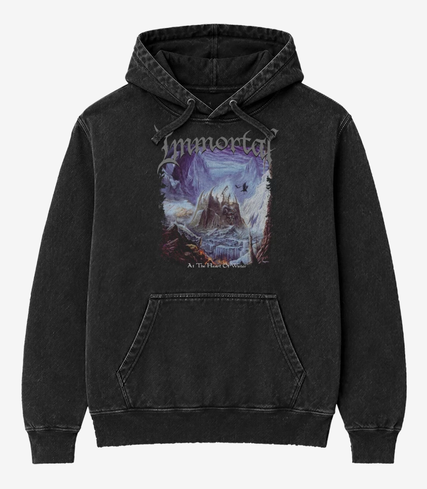 Poleron Canguro Acid Wash Negro de Immortal At The Heart of Winter