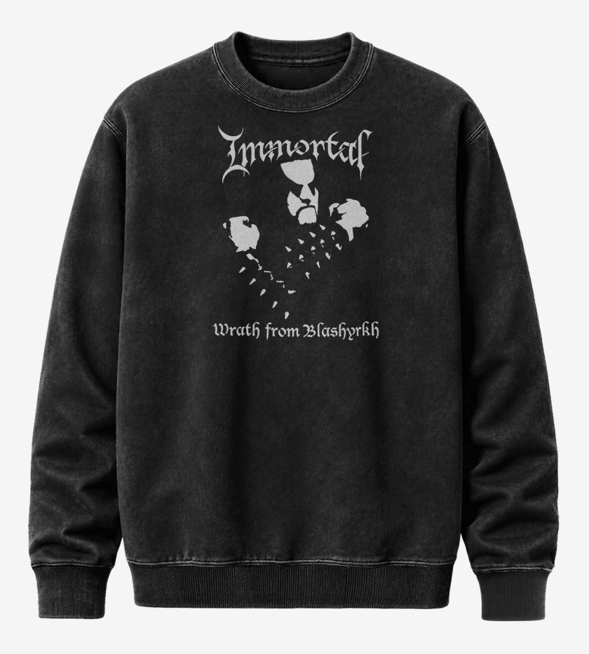 Poleron Polo Acid Wash Negro de Immorta Wrath From Blashyrkh