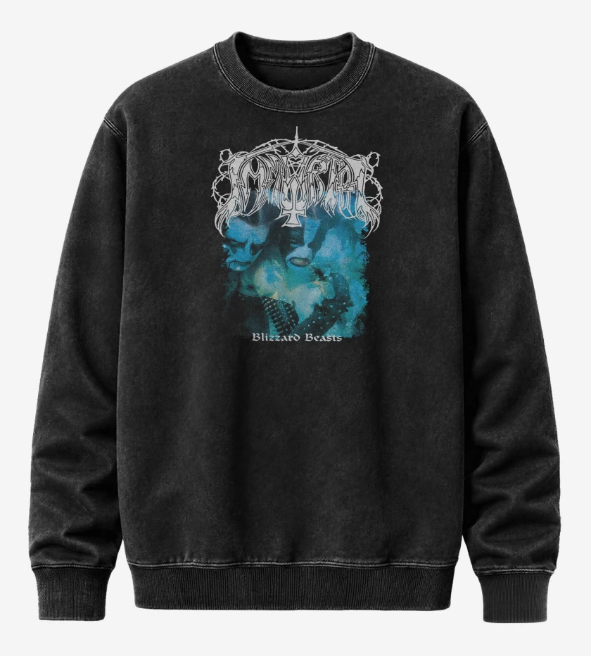 Poleron Polo Acid Wash Negro de Immortal Blizzard Beast