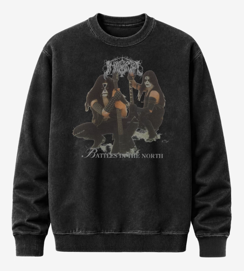Poleron Polo Acid Wash Negro de Immortal Battles in the North