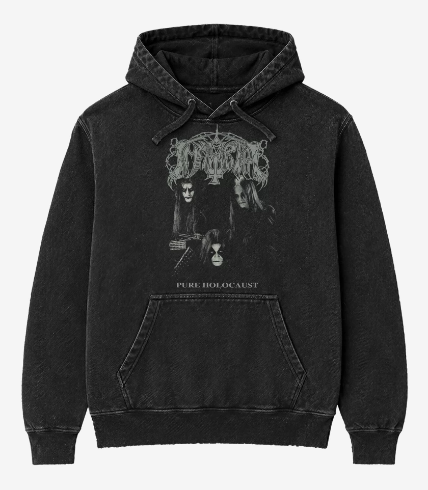 Poleron Canguro Acid Wash Negro de Immortal Pure Holocaust
