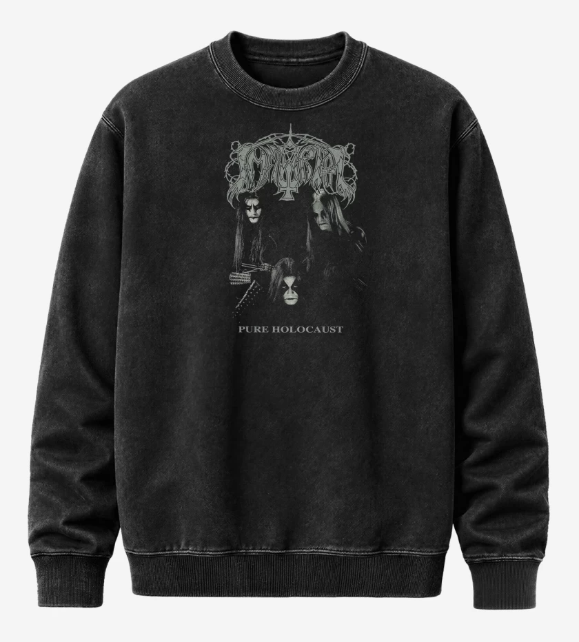 Poleron Polo Acid Wash Negro de Immortal Pure Holocaust