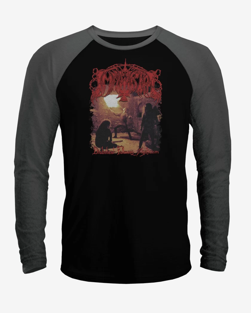 Polera Raglan Blanco / Negro de Immortal Diabolical Fullmoon Mysticism