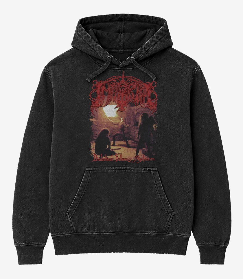 Poleron Canguro Acid Wash Negro de Immortal Diabolical Fullmoon Mysticism