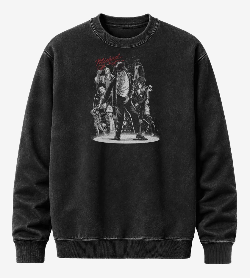 Poleron Polo Acid Wash Negro de Michael Jackson Hehe