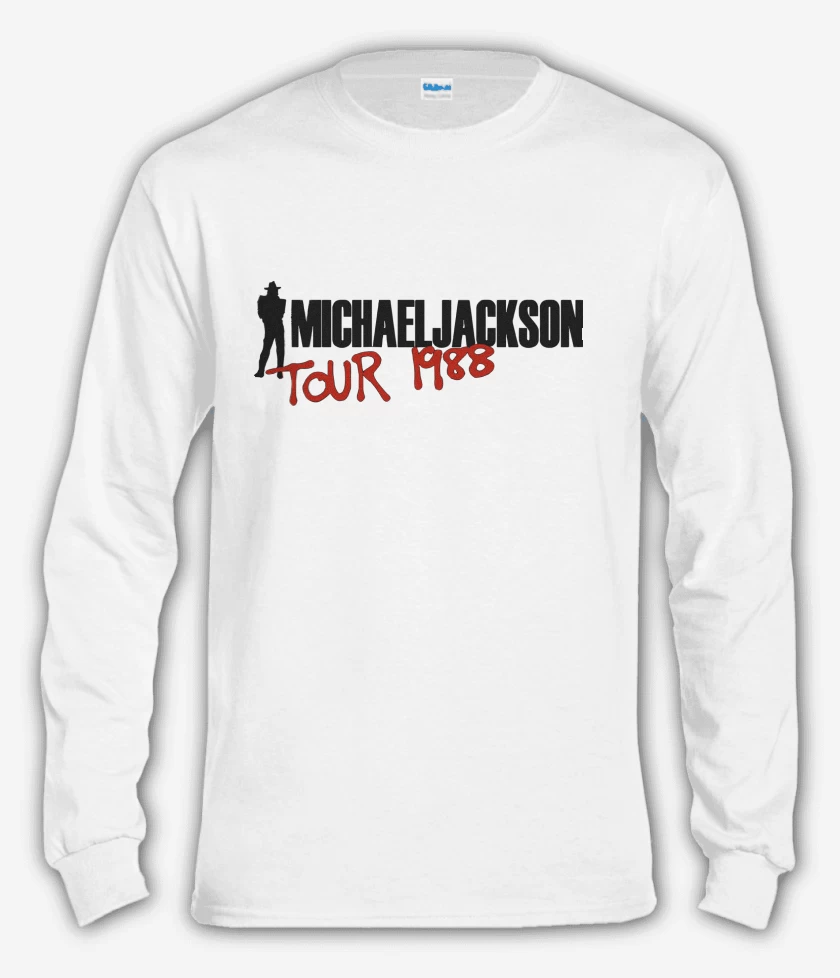Polera manga larga Blanco de Michael Jackson Tour 88