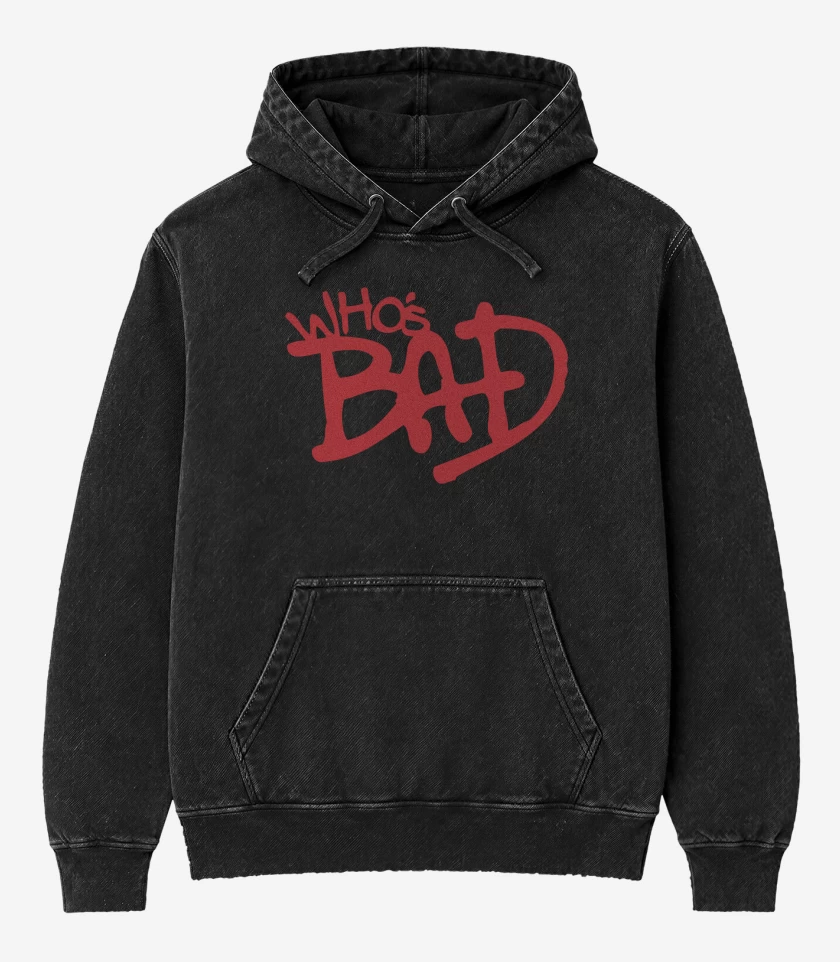 Poleron Canguro Acid Wash Negro de MJ Whos Bad