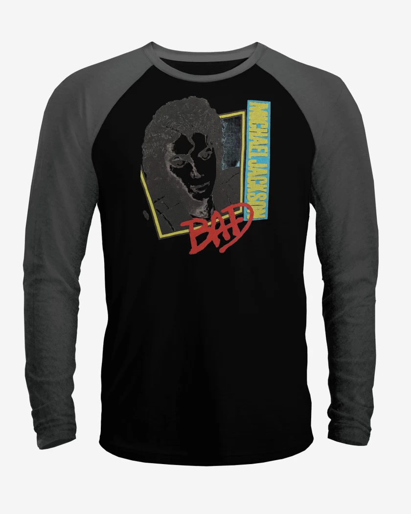 Polera Raglan Negro / Negro Heather de Michael Jackson Retro Bad