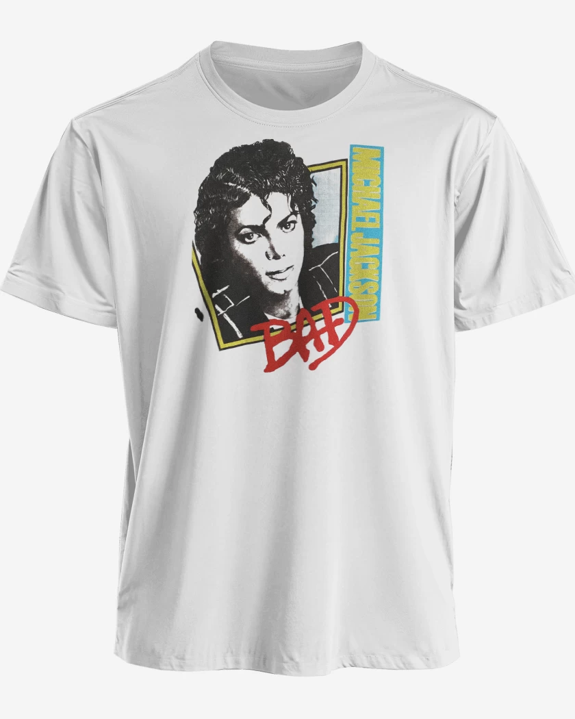 Polera premium Blanco de Michael Jackson Retro Bad