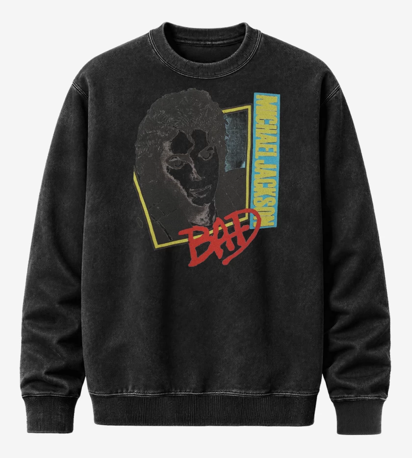 Poleron Polo Acid Wash Negro de Michael Jackson Retro Bad