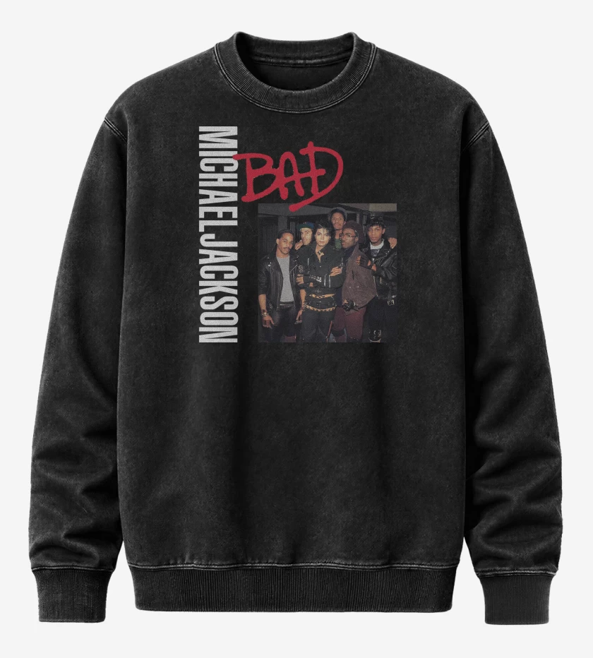 Poleron Polo Acid Wash Negro de Bad Michael Jackson