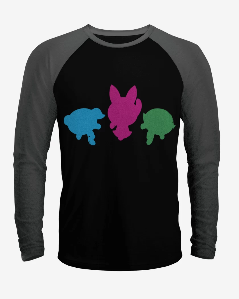 Polera Raglan Negro / Negro Heather de Chicas super poderosas