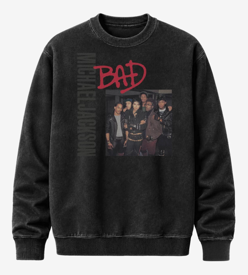 Poleron Polo Acid Wash Negro de Bad Michael Jackson N