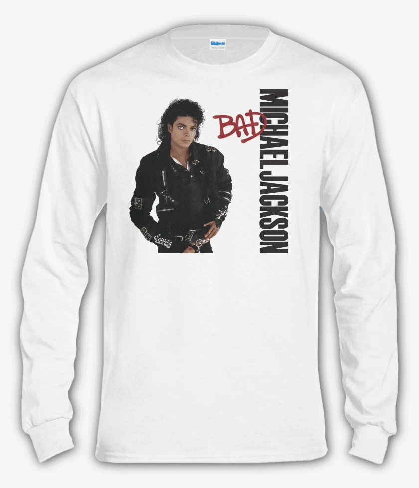 Polera manga larga Blanco de Michael Jackson Bad