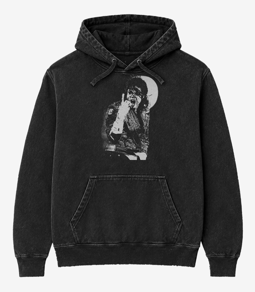 Poleron Canguro Acid Wash Negro de Michael Jackson Moon