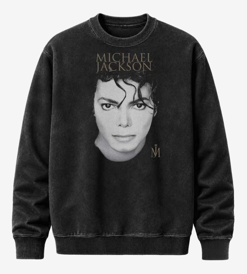 Poleron Polo Acid Wash Negro de Michael Jackson Face 