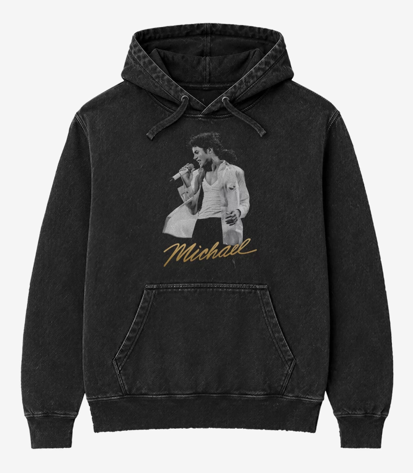 Poleron Canguro Acid Wash Negro de Michael MJ