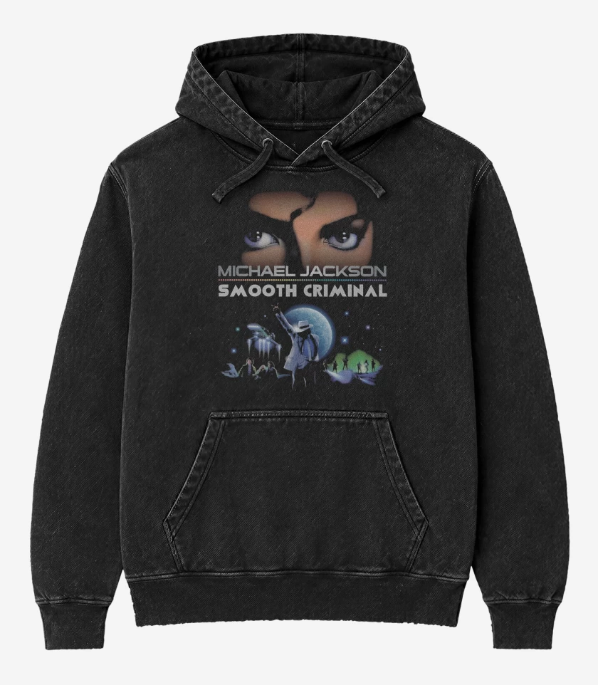 Poleron Canguro Acid Wash Negro de Michael Jackson Smooth Criminal 