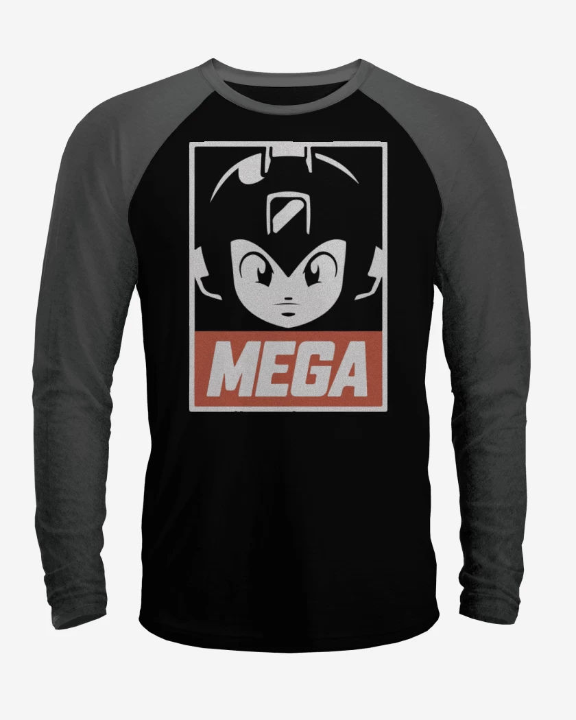 Polera Raglan Negro / Negro Heather de Mega
