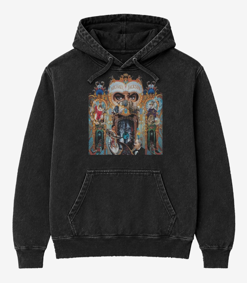Poleron Canguro Acid Wash Negro de Michael Jackson Dangerous I