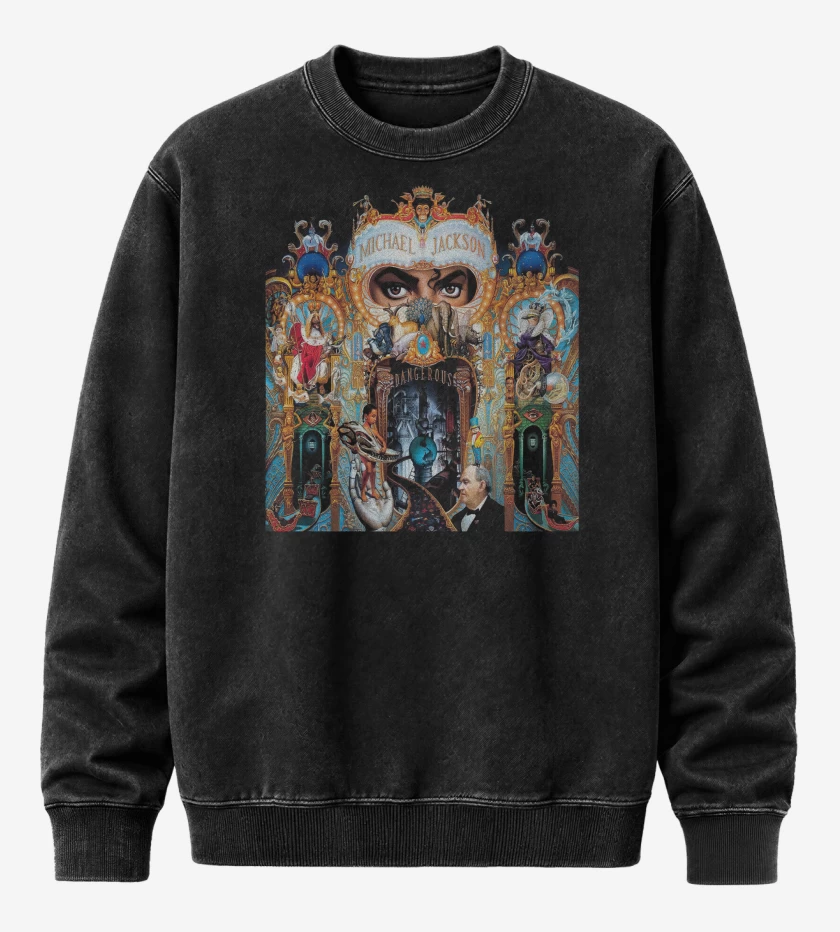 Poleron Polo Acid Wash Negro de Michael Jackson Dangerous I