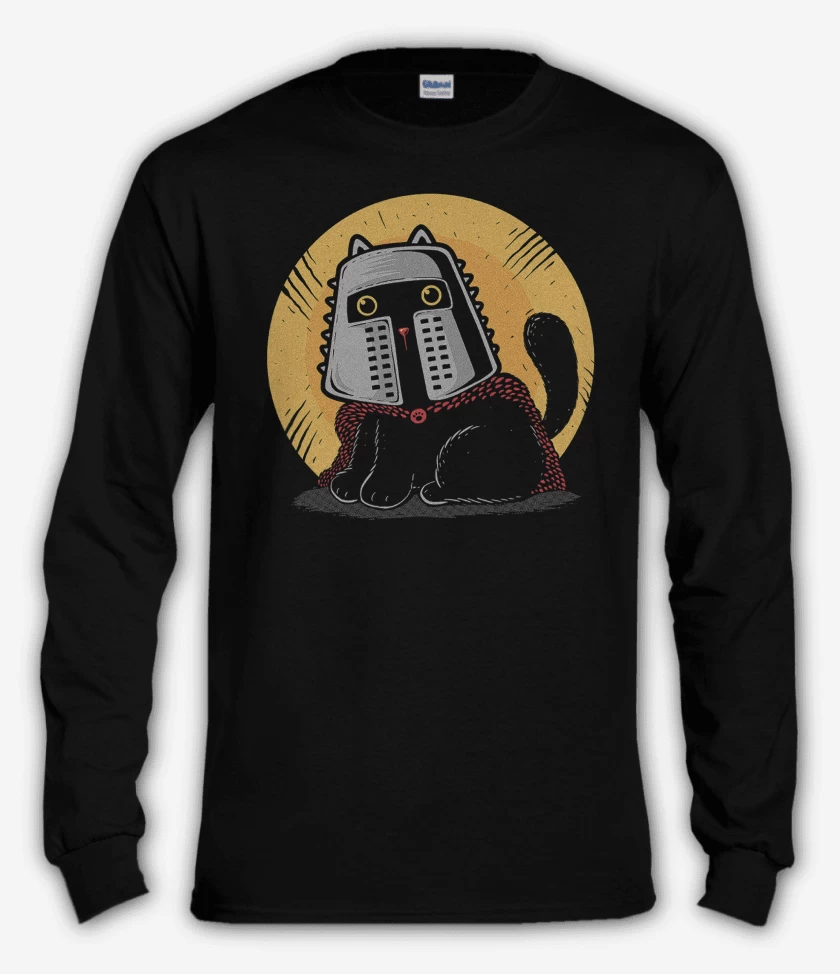 Polera manga larga Negro de Gatito Medieval